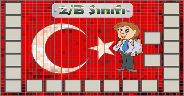 Model 54, 2B şubesi için Türk bayraklı fotoğraf eklemeli kapı süslemesi - 23 öğrencilik