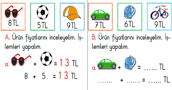 1.Sınıf Matematik Görsellerle Toplama İşlemi