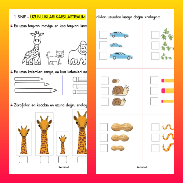 1. Sınıf Matematik - Uzunlukları Karşılaştıralım Etkinliği - 1