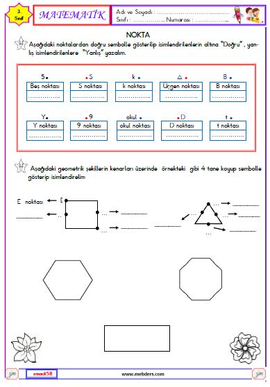 3. Sınıf Matematik Nokta  Etkinliği
