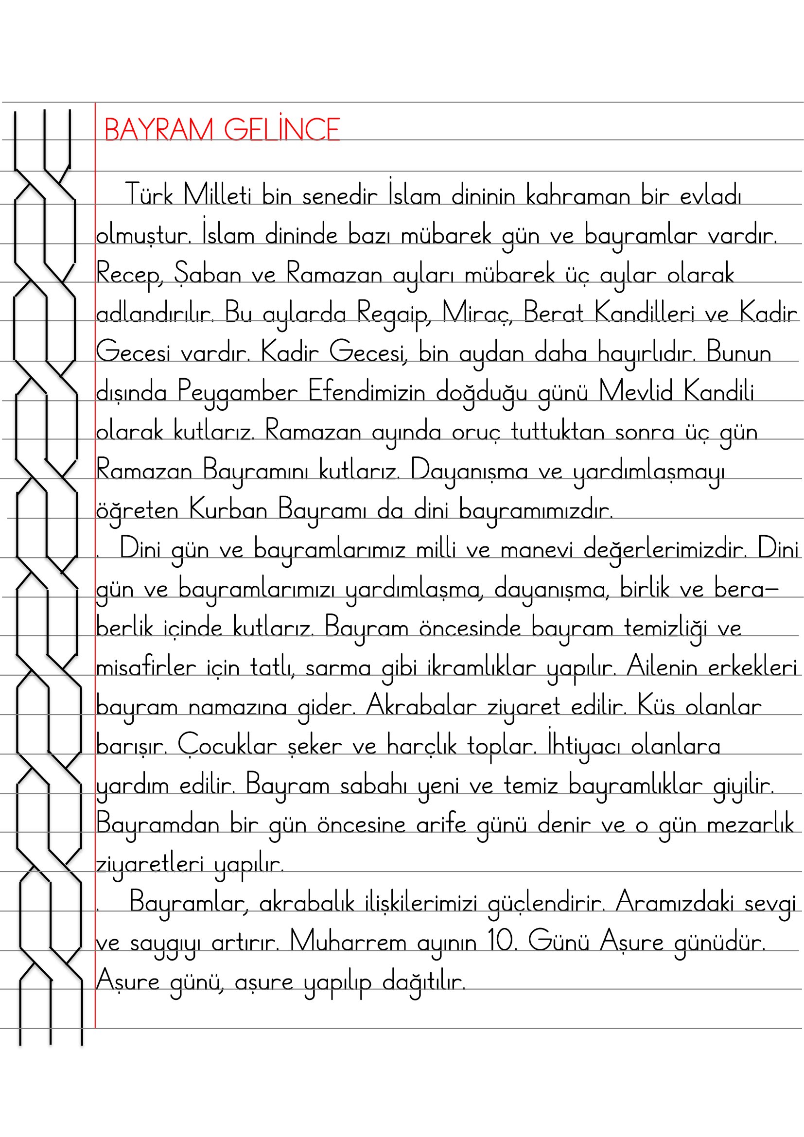 2.Sınıf - Hayat Bilgisi Bayram Gelince Defter Özeti