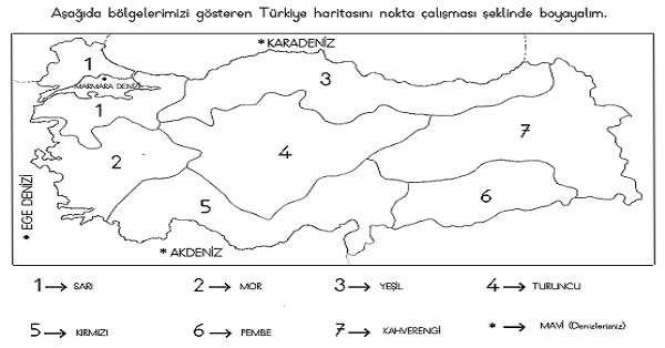 1.Sınıf İlk Okuma Yazma H-V Sesi Türkiye Haritası-Nokta Çalışması