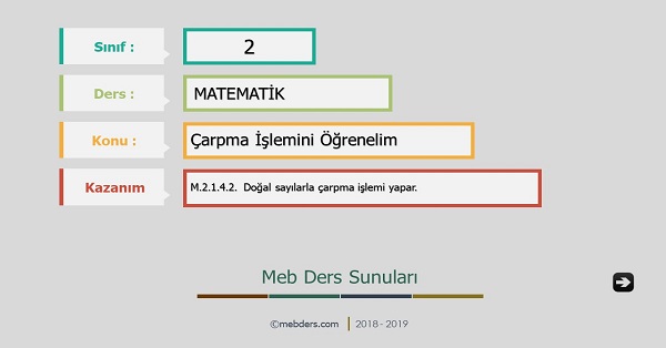 2.Sınıf Matematik Çarpma İşlemi Sunusu