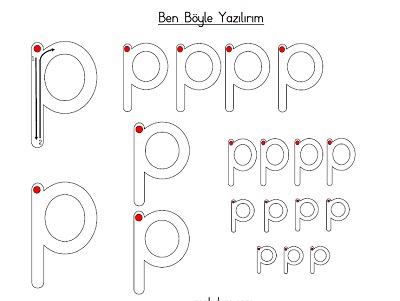 Küçük p harfi ben böyle yazılırım etkinliği