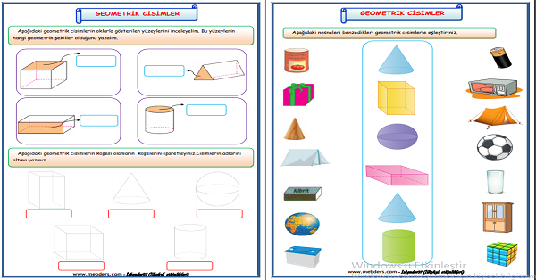 2.Sınıf Matematik Geometrik Cisimler Etkinlik Çalışması  (4 Sayfa)