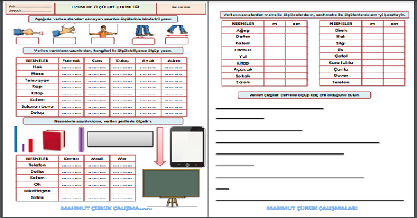 2.Sınıf - Matematik - Uzunluk Ölçme Etkinliği-1