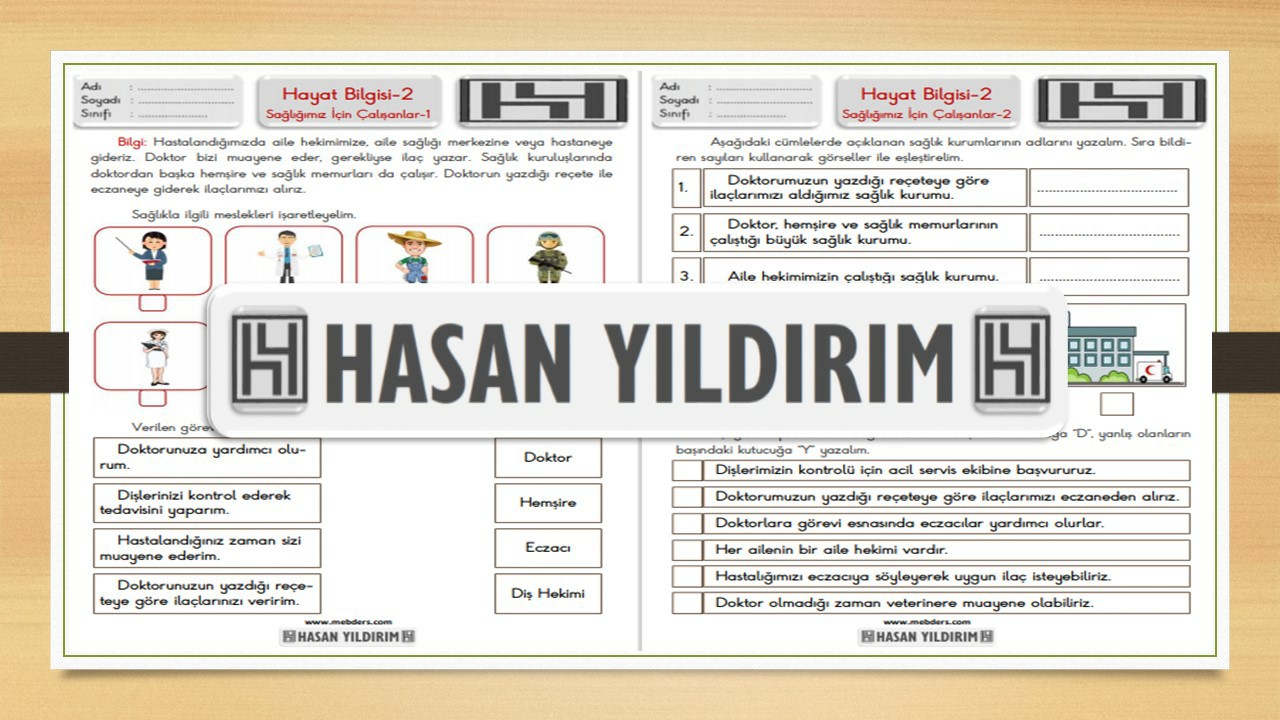 2.Sınıf Hayat Bilgisi Sağlığımız İçin Çalışanlar Çalışma Sayfaları