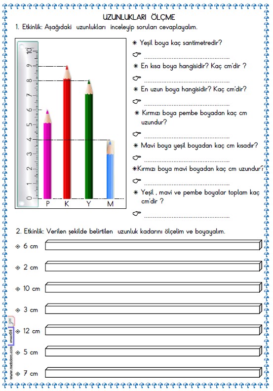 2. Sınıf Türkçe Matematik Uzunlukları Ölçme Etkinliği 7