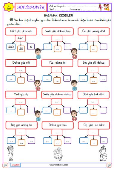 3. Sınıf Matematik Basamak Değerleri Etkinliği 1