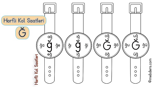 1.Sınıf İlkokuma Harfli Kol Saatleri - Ğ Harfi