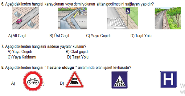 4.Sınıf Trafik Güvenliği Dersi 1.Dönem 2.Yazılı Sınavı