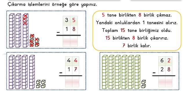 2.Sınıf Matematik Çıkarma İşlemi-Onluk Bozarak Çıkarma İşlemi Etkinliği-1