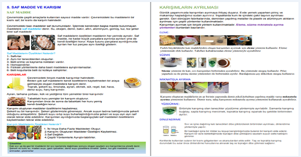 4.Sınıf Fen Bilimleri Saf Madde ve Karışım - Karışımların Ayrılması Konu Anlatımı