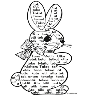 1.Sınıf İlk Okuma Yazma (T-t Sesi) Tavşan Okuma Şablonu