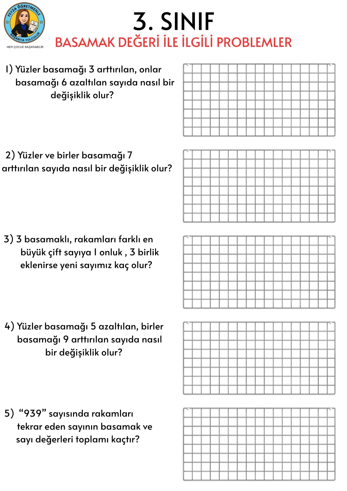 3. Sınıf Matematik Basamak Değeri Problemleri