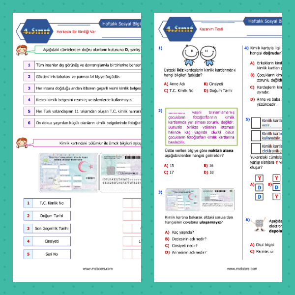 4. Sınıf Sosyal Bilgiler - Herkesin Bir Kimliği Var