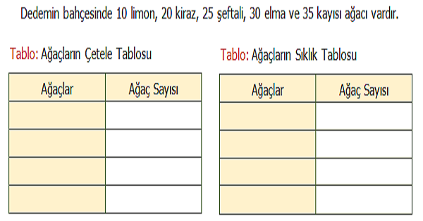 4.Sınıf Matematik Sütun Grafiği (Çetele Tablosu, Sıklık Tablosu, Sütun ve Nesne Grafiği) Etkinliği 1