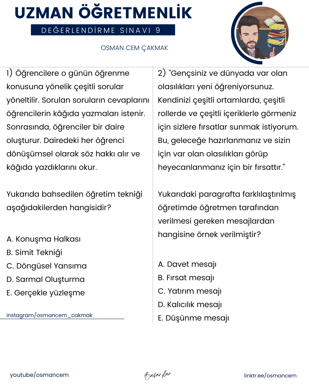 Uzman Öğretmenlik Deneme Sınavı 9