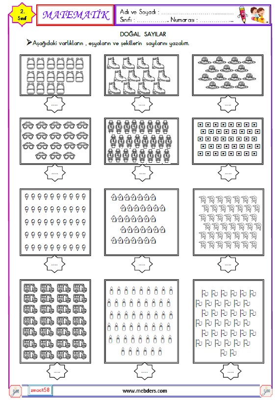 2. Sınıf Matematik Sayıları Okuma ve Yazma  Etkinliği 1