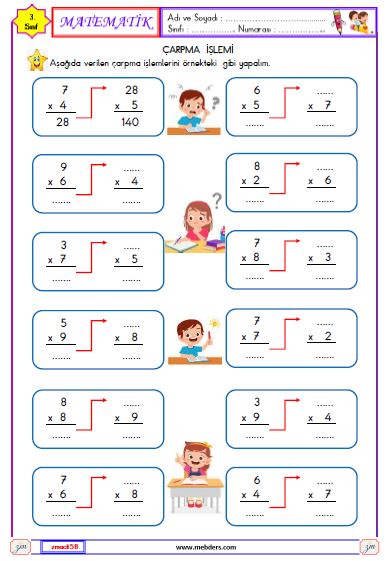 3. Sınıf Matematik Çarpma İşlemi Etkinliği 13