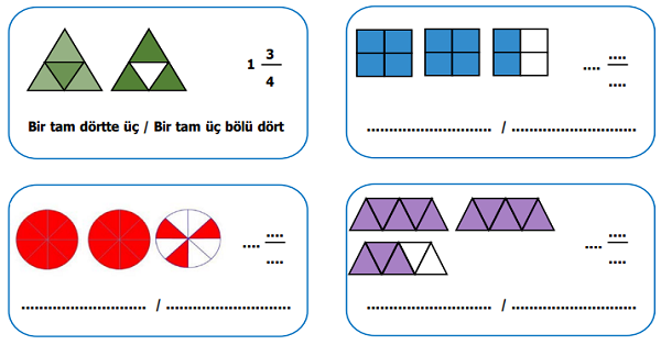 4.Sınıf Matematik Tam Sayılı Kesirler Etkinliği 2