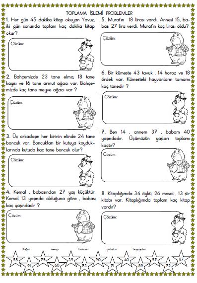 2. Sınıf Matematik Toplama İşlemi Problemler Etkinliği 5
