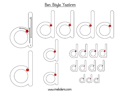 Küçük d harfi ben böyle yazılırım etkinliği