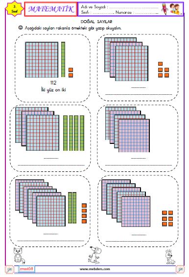 3.Sınıf Matematik Doğal Sayıları Okuma ve Yazma Etkinliği 4