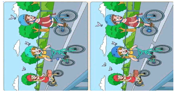 Farkı Bulma Etkinliği (Bisiklet Binen Çocuklar Arasındaki 12 Fark)