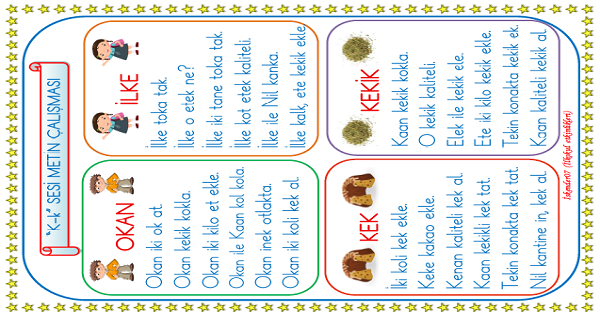 1.Sınıf İlk Okuma Yazma K-k Sesi Metin Okuma Çalışması