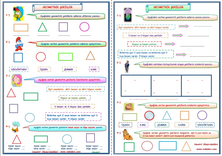 2.Sınıf Matematik Geometrik Şekiller 1   (2 Sayfa)