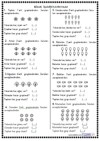 2. Sınıf Matematik Bölme İşlemini Kavrayalım Etkinliği 2