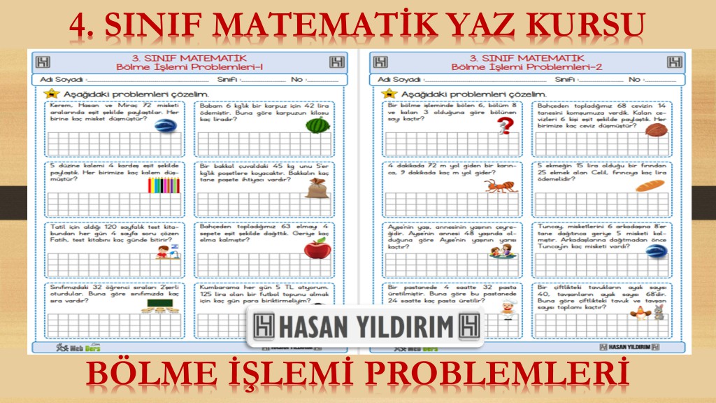 4.Sınıf Matematik Yaz Kursu - Bölme İşlemi Problemleri (3.Sınıf Tekrarı)