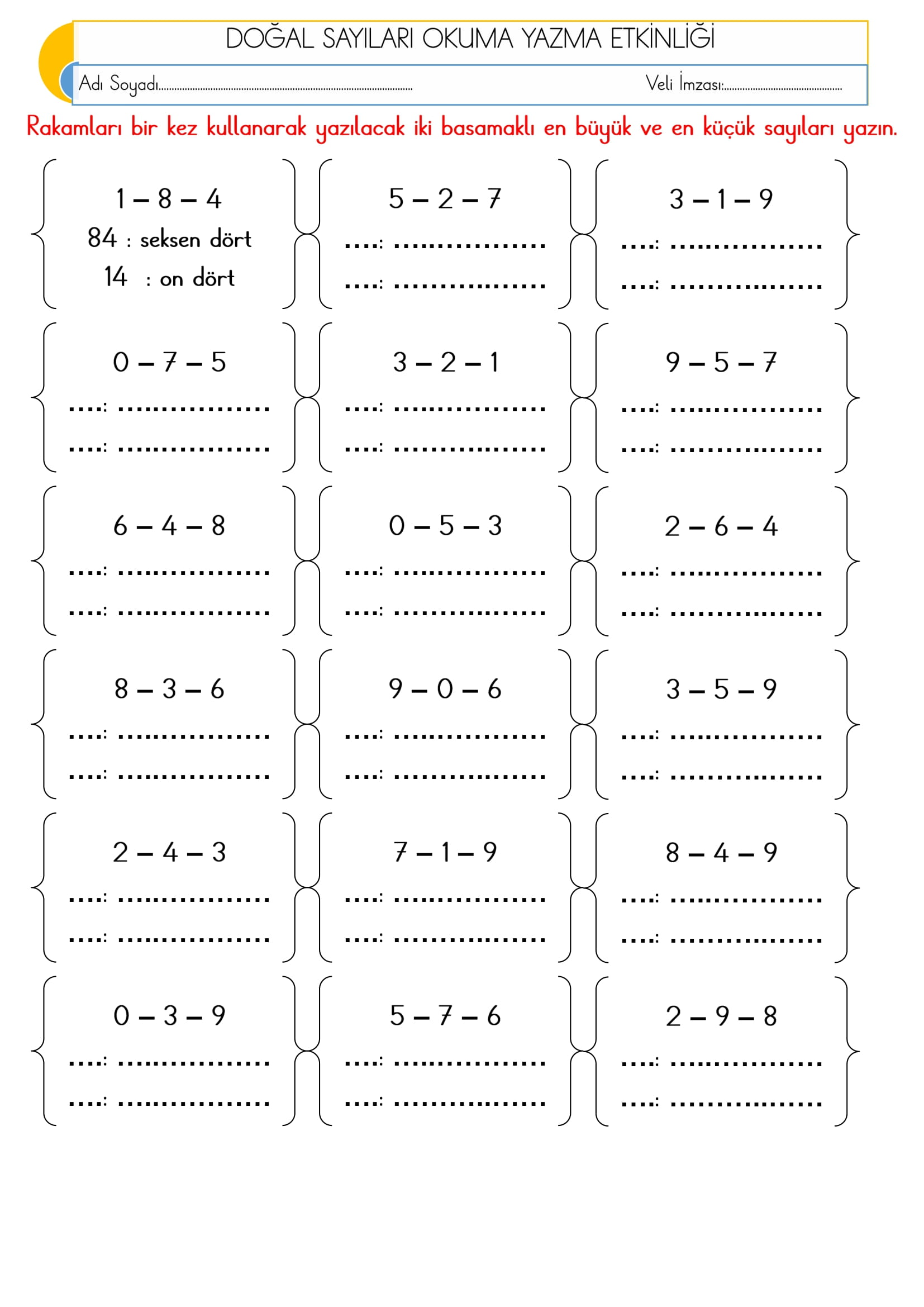 2.Sınıf - Matematik - Doğal Sayıları Okuma Yazma Etkinliği-4