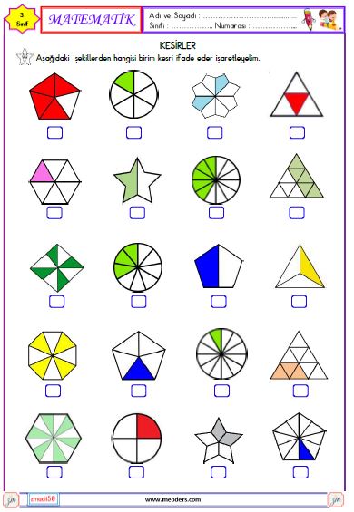 3. Sınıf Matematik Kesirler Etkinliği