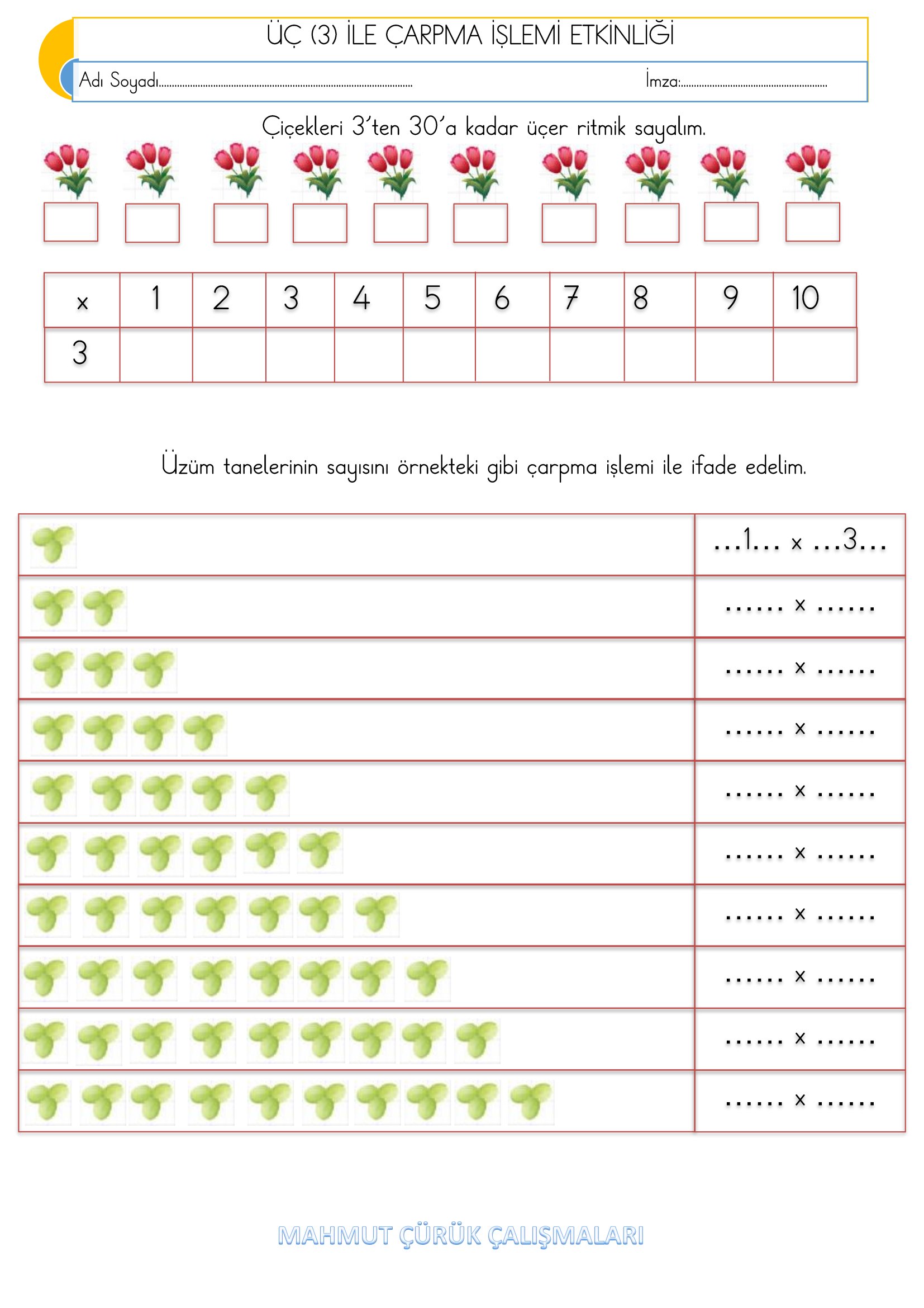 2.Sınıf - Matematik Üç İle Çarpma İşlemi Etkinliği