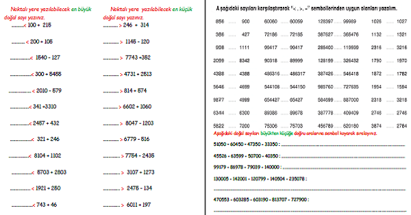 4. Sınıf Matematik Doğal Sayılarda Sıralama 2