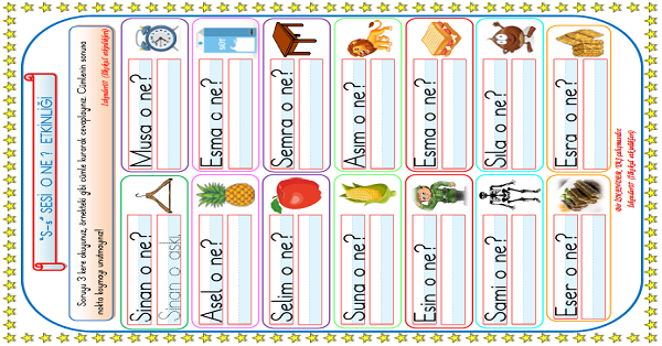 1. Sınıf İlk Okuma Yazma S Sesi O Ne? Etkinliği