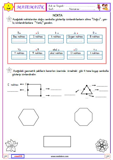 3. Sınıf Matematik Nokta Etkinliği