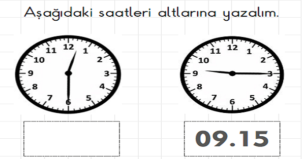 2.Sınıf Matematik Saatler Etkinliği