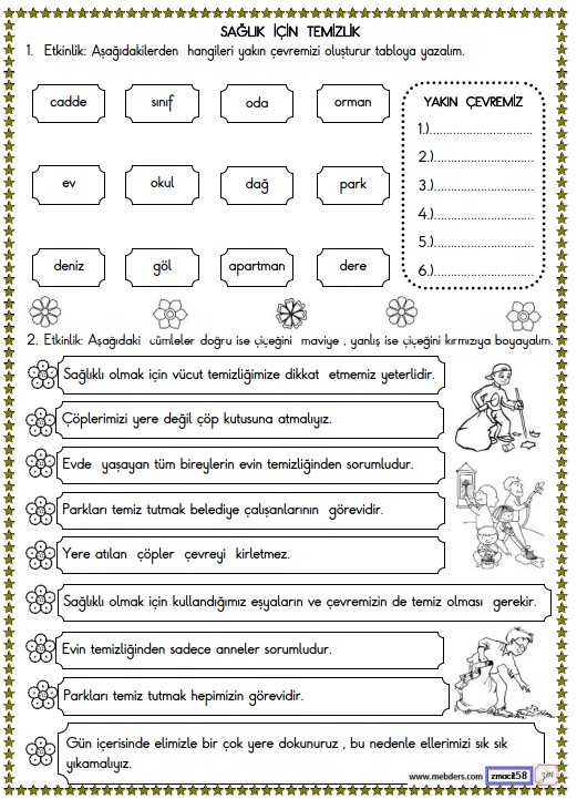 2. Sınıf Hayat Bilgisi Sağlık İçin Temizlik Etkinliği