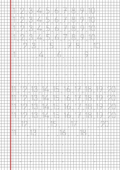 1. Sınıf Matematik Sayıları Kareli Deftere  Yazma Etkinliği