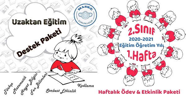 2020-2021 Yılı 2.Sınıf 1.Hafta Uzaktan Eğitim Destek Ödev, Etkinlik Paketi