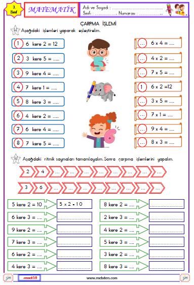 3. Sınıf Matematik Çarpma İşlemi Etkinliği 6