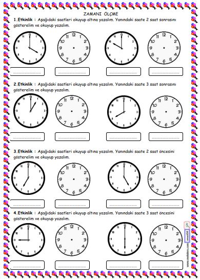 2. Sınıf Matematik Zamanı Ölçme ve Saat Etkinliği