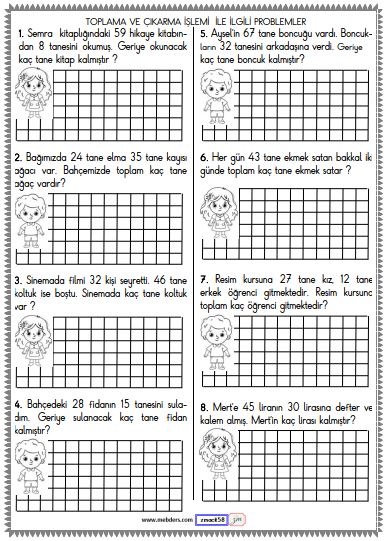 1. Sınıf Matematik Toplama ve Çıkarma İşlemi Problemleri Etkinliği 4