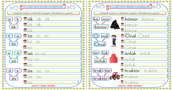 1. Sınıf İlk Okuma Yazma Ö Sesi Çalışmaları
