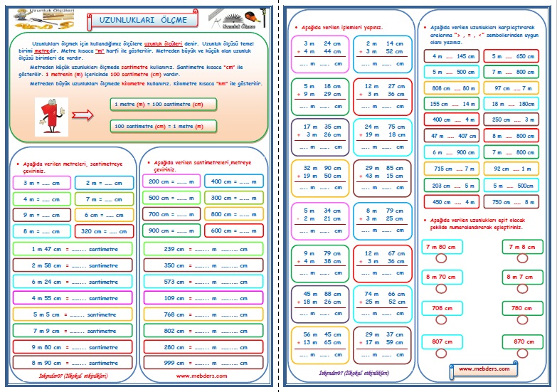 3.Sınıf Matematik Uzunlukları Ölçme   (2 Sayfa)