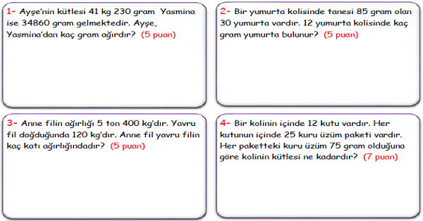 4.Sınıf Matematik Tartma Problemleri-1