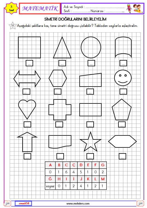 3. Sınıf Matematik Simetri Doğrularını Belirleyelim Etkinliği 2